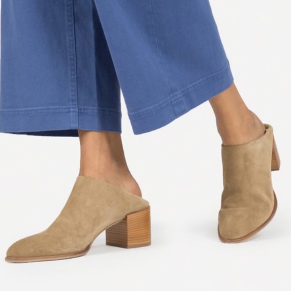 Everlane Beige Suede Mules 8.5
